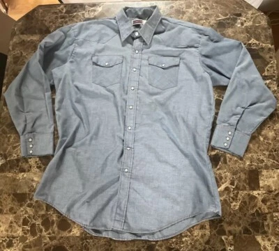 Camisa de Trabajo Oeste Big Mac Cambray Años 80 De Colección Perla Broches Naranja Costuras 2XLT Foto 1 de 4