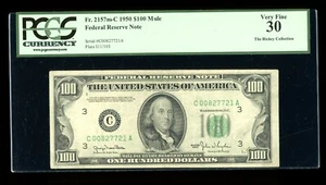 DBR 1950 $100 FRN Philadelphia Mule Fr. 2157m-C PCGS 30 Serial C00827721A - Picture 1 of 2