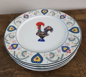 4 VTG Block Spal Portugal Daybreak 1986 Hearts Porcelain Salad Plates 8" READ - Picture 1 of 11
