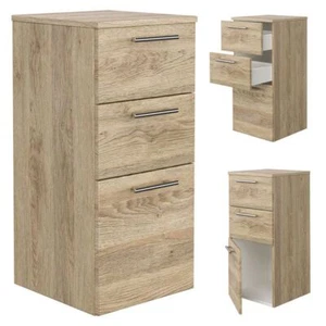 Badmöbel Unterschrank Midischrank Eiche hell 2 Softclose-Schubladen Hängeschrank - Bild 1 von 6