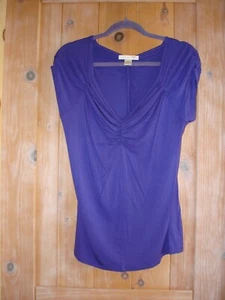 August Silk Ladies Purple Cap Sleeve Knit TOP Size L - Picture 1 of 2