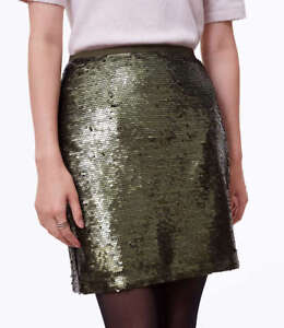 Ann Taylor LOFT Matte Sequin Shift Skirt Size 6, 8 Olive Green Color NWT