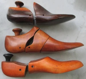 Shoe Lasts Vented Marked Forms Antique Wooden 1910-1930 Lot of 3 Cobbler Trees - Picture 1 of 4