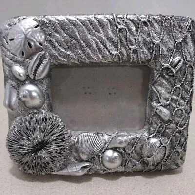 MARCO DE FOTOS Sea Shell cubierto con estrellas de peces y conchas de mar ~ ventana de 3” x ~ 2” Foto 1 de 4