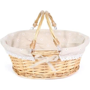 Wicker Gift Baskets Empty Oval Willow Woven Picnic Storage with Handle - Picture 1 of 6