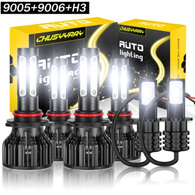 For Chrysler 300M 1999-2004 6x 9005 9006 H3 LED Headlight Kit High Low Fog Light - Image 1 of 4