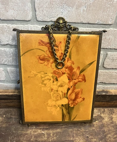 Antique Victorian Tri-Fold Vanity Shaving Mirror w/ Brass Frames Patent 1898 Cover
