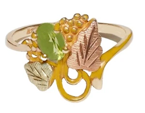 Black Hills Gold 10k Peridot Leaves Ring Size 8 3/4 - Picture 1 of 8