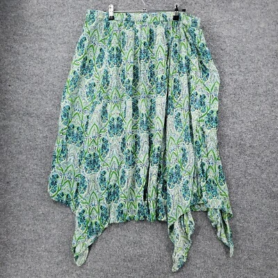 Falda Kim Rogers Mujer L Grande Verde Midi Campesina Cintura Elástica Pull On Boho Foto 1 de 4