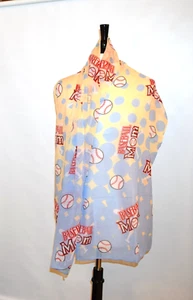 Baseball Mom blau elfenbein Polyester Schal Halstuch 20" x 73" - Bild 1 von 3
