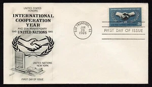 USA, SCOTT # 1266, FLEETWOOD FDC COVER OF 1965 INTERNATIONAL COOPERATION YEAR - Picture 1 of 1