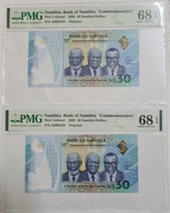 2020 Namibia "Commemorative"30 Namibia Dollars PMG68 EPQ SUPERB GEM UNC @2 Notes - Picture 1 of 5