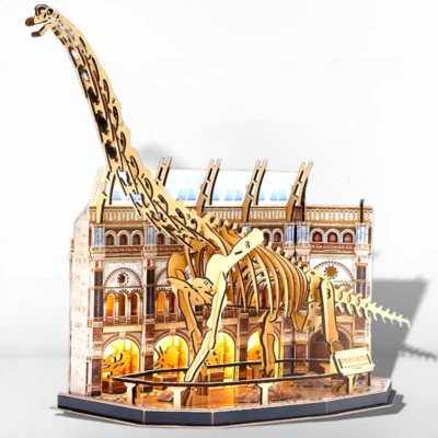 3D Wooden Puzzles DIY Mechanical Wood Miniature Dinosaur Museum with Light Model - Image 1 of 4