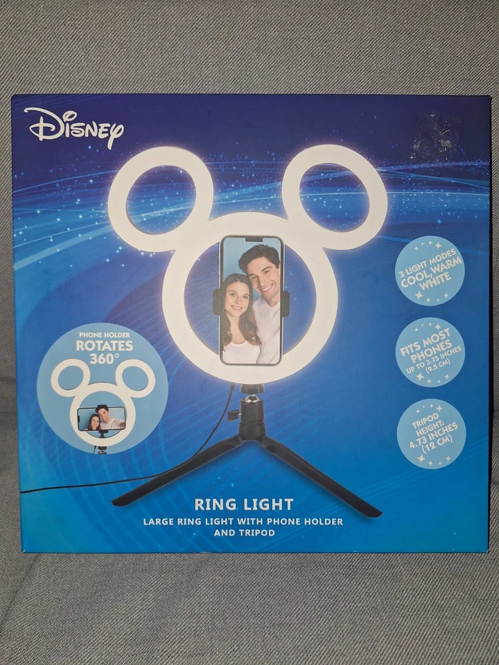 NEW Disney Mickey Mouse 12 Inch LED Ring Light Tripod Phone Holder  - Image 1 of 1