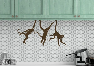 Banksy Escaping Monkeys Wall Decal Sticker Black Vinyl London Zoo - Picture 1 of 6
