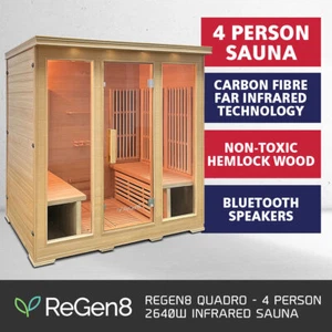 NEW ReGen8 Quadro - 4 Person 2640W Infrared Sauna - Picture 1 of 9