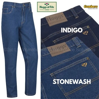 Hoggs Of Fife Clyde Hard Wearing Everyday Comfort Jeans Stonewash Or Dark Indigo