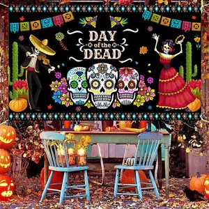 Fiesta Theme Day of the Dead Backdrop De Birthday Party Decoration - Picture 1 of 8