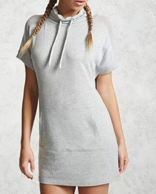 NEW Forever 21 Gray Active Tunic Mesh Short Sleeve Sweatshirt Modal M Medium - Image 1 of 3