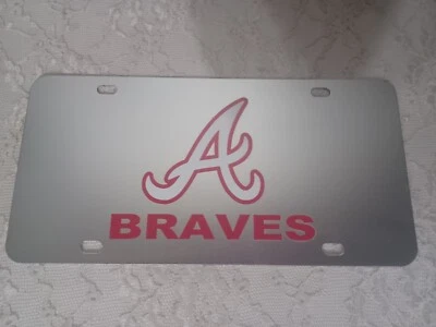 Placa de licença automática ATLANTA BRAVES PRATA METAL *RISCOS* - Imagem 1 de 2