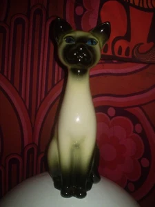 1960's retro kitsch LARGE Dartmouth Pottery Devon ceramic Siamese CAT 14 inch - Picture 1 of 4