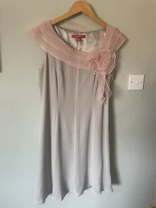 Jacques Vert Size 12 Grey & Baby Pink & Midi Dress Wedding Guest Races Cruise - Picture 1 of 23
