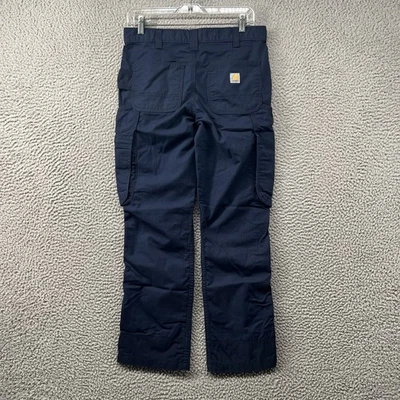 Carhartt Cargo Pants Womens 2 Short Fit 31x30 Navy Blue Ripstop Carpenter Loose - Image 1 of 4