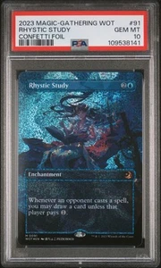 MTG - Wild Of Eldraine - Rhystic Study Anime Confetti Foil - PSA 10 - Picture 1 of 2