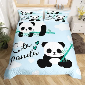 Set Di Biancheria Da Letto Con Simpatico Panda in Stile Cartone Animato, per Bam - Foto 1 di 12