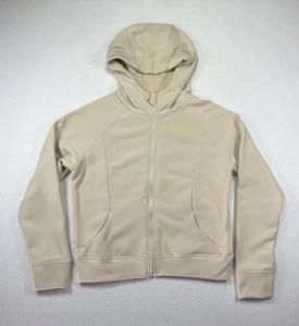 Active Domino Cream Beige Full Zip Jacket Size Large w/ Thumbholes & Hoodie - Picture 1 of 13