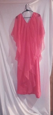 Vestido Caftán Coral Anfitriona Años 70 De Colección Capa Gasa Leer Descripción Foto 1 de 4