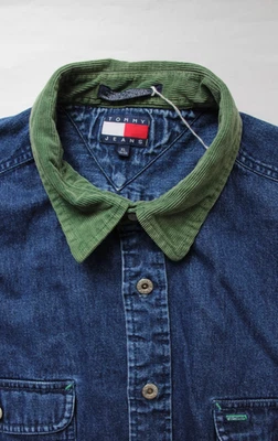 Tommy Jeans men's denim shirt XL dark blue button up long sleeved LSHTA626 - Image 1 of 4