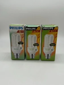 3 X Philips Genie 11 Watt 60W CFL Energy Saver Light Bulb WW827 B22 Lightbulb - Picture 1 of 3