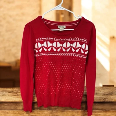 Suéter Cherokee Talla XL 14/16 Niñas Manga Larga Navidad Vacaciones Arco Festivo Foto 1 de 3