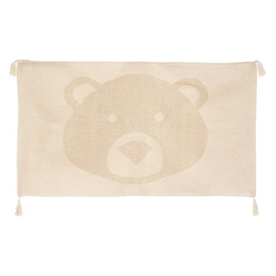 Teppich Kinderteppich Bär 60x90cm mit Fransen Kinderzimmer Deko Dekoration Beige - Bild 1 von 4