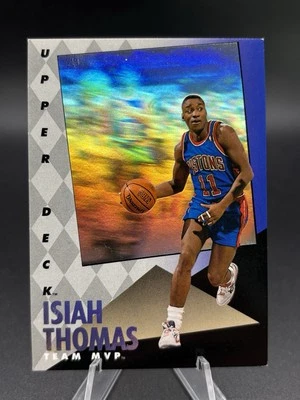 1992-93 Upper Deck Team MVP 全息图 #8 Isiah Thomas 底特律活塞 — 第 1/2 张图片