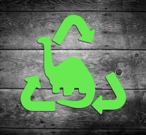 Brontosaurus Recycled Gas Cap Door Vinyl Sticker Car Window Door Bumper Decal - Picture 1 of 3
