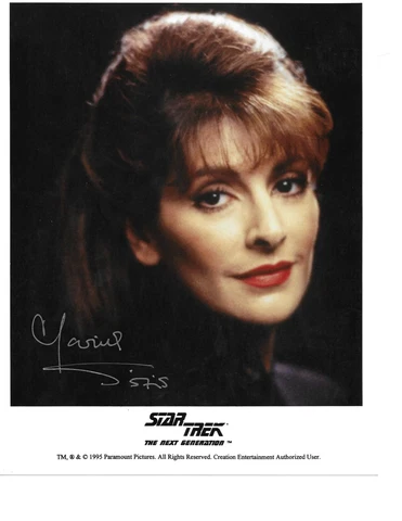 Marina Sirtis "Troi Star Trek TNG Hand Signed Autograph Color Photo In Person Cover