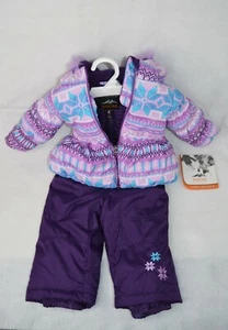 Pacific Trail Niñas Niños Pequeños 2 piezas Traje de Nieve Abrigo con Capucha con Babero Pantalones de Nieve 9M Nuevo con Etiquetas - Imagen 1 de 6
