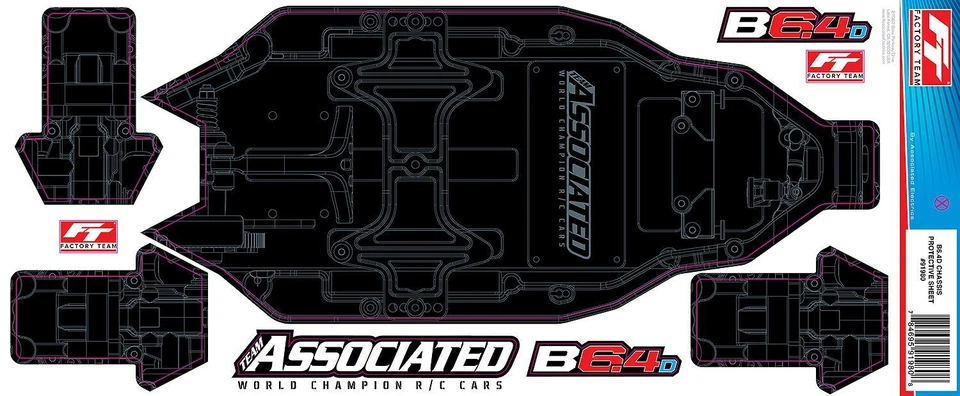 Team Associated - RC10B6.4D Factory Team Chassis Protective Sheet, Printed - Image 1 of 1