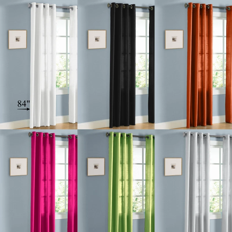 1 PANEL SOLID SEMI-SHEER GROMMET FAUX SILK WINDOW CURTAIN PANEL DECOR MIRA 84 - Image 1 of 1