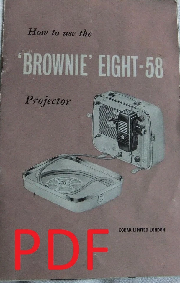 Instrucciones Cine Proyector Kodak Brownie EIGHT-58 8mm - Correo Electrónico/CD - Image 1 of 1