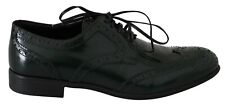 DOLCE & GABBANA Shoes Green Leather Broques Oxford Wingtip EU35/ US4.5 RRP $700 