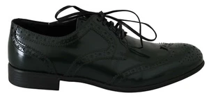 DOLCE & GABBANA Shoes Green Leather Broques Oxford Wingtip EU35/ US4.5 RRP $700  - Picture 1 of 10