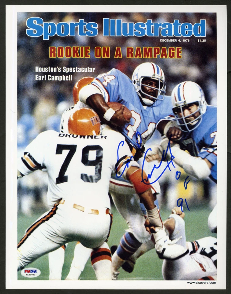 Earl Campbell SIGNED 11x14 Sports Illustrated Print Oilers PSA/DNA AUTOGRAPHED - Image 1 of 1