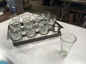 12er Set, Retro-Stil Kegelförmige Saftgläser mit Metallbehälter, 5,5 Unzen - Bild 1 von 11