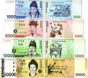 South Korea 1000-50000 Won 4 Pieces Set, 2005-2009 ND, P-54-57, UNC - Picture 1 of 5