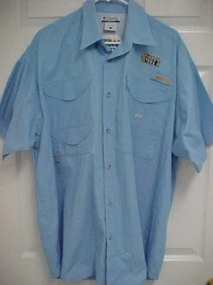 McCOY'S Supply Men Light Blue Fishing/Hiking PFG Button Front Shirt L Columbia - Image 1 of 2