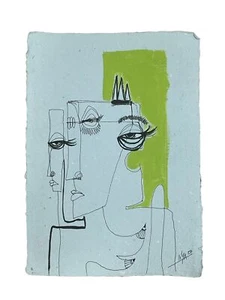 Quadro originale inchiostro/acrilico arte cubana 8,5x11,5"" carta fatta a mano da LISA - Foto 1 di 2