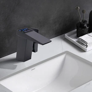 G3/8 Grifo Lavabo Baño/Cocina Grifo Hidroeléctrico Negro Pantalla LED - Imagen 1 de 24